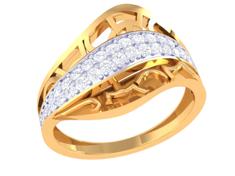 Druckbares 3D-Schmuckmodell eines Damen-Diamantrings 3D Modell