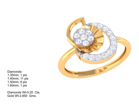 Printable 3D jewelry model of Lady diamond ring 3D Modell