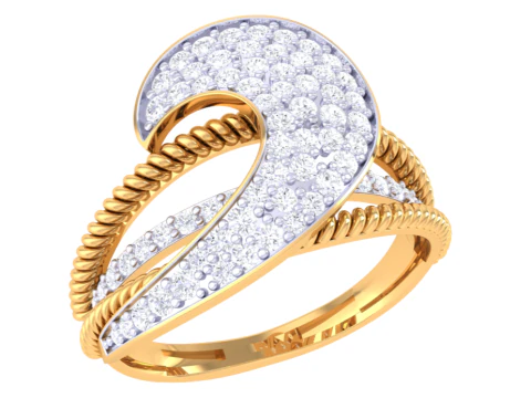 Тривимірна ювелірна модель жіночої каблучки з діамантом для друку 3D Модель