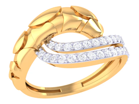 Тривимірна ювелірна модель жіночої каблучки з діамантом для друку 3D Модель