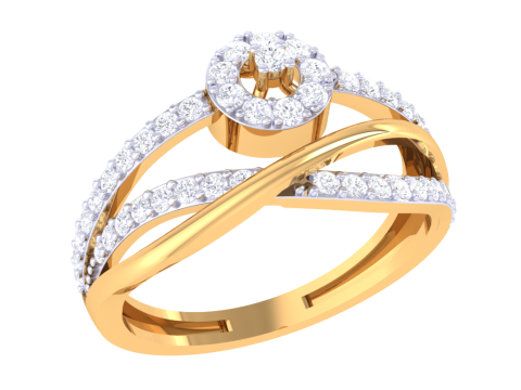 Printable 3D jewelry model of Lady diamond ring Modello 3D