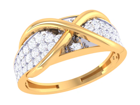 Тривимірна ювелірна модель жіночої каблучки з діамантом для друку 3D Модель