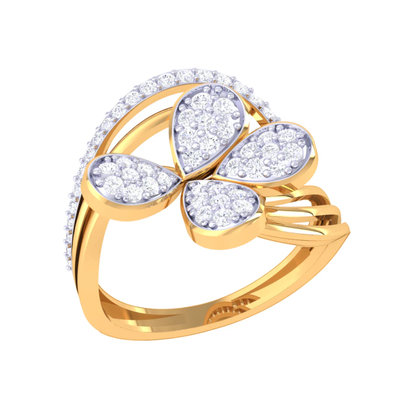 Modello di gioiello stampabile in 3D dell'anello con diamante Lady Modello 3D .c4d .max .obj .3ds .fbx .stl .blend 