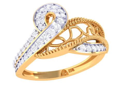 Тривимірна ювелірна модель жіночої каблучки з діамантом для друку 3D Модель