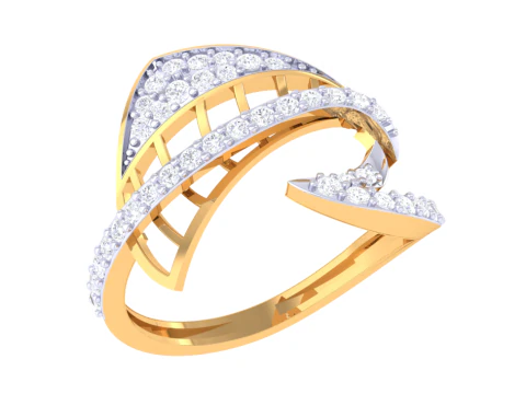 लेडी हीरे की अंगूठी का प्रिंट करने योग्य 3डी आभूषण मॉडल 3D मॉडल