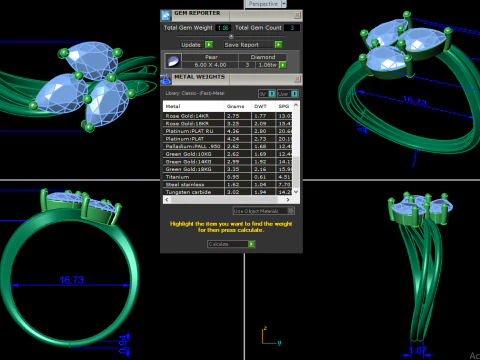 Printable 3D jewelry model of Solitaire Lady Ring with Diamond 3D Model