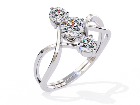 Printable 3D jewelry model of Solitaire Lady Ring with Diamond 3D मॉडल
