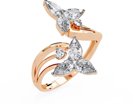 Model biżuterii 3D do druku z pierścionkiem Solitaire Lady z diamentem Model 3D