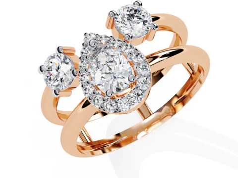 Model biżuterii 3D do druku z pierścionkiem Solitaire Lady z diamentem Model 3D