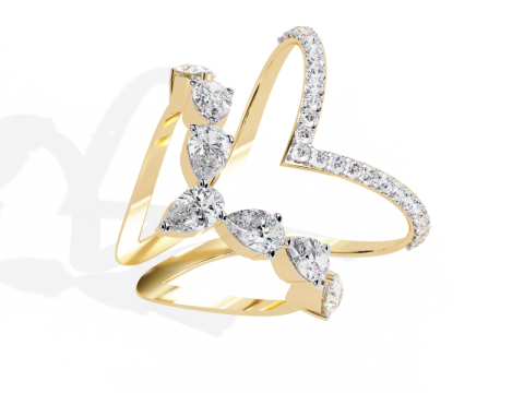 Printable 3D jewelry model of Solitaire Lady Ring with Diamond Modèle 3D