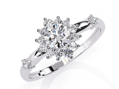 Printable 3D jewelry model of Solitaire Lady Ring with Diamond 3D Model