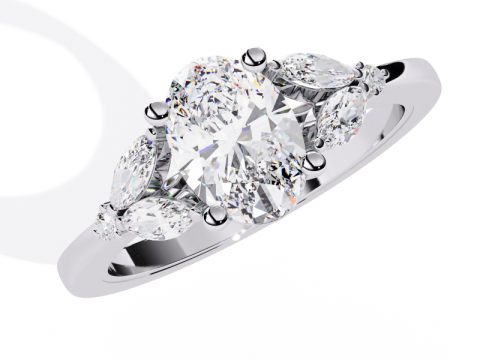 Printable 3D jewelry model of Solitaire Lady Ring with Diamond Modello 3D