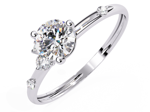 Printable 3D jewelry model of Solitaire Lady Ring with Diamond 3D मॉडल