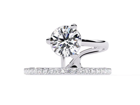 Printable 3D jewelry model of Solitaire Lady Ring with Diamond 3D Model