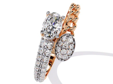 Printable 3D jewelry model of Solitaire Lady Ring with Diamond 3D Model