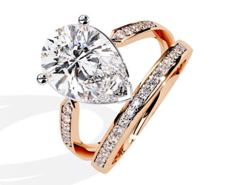 Printable 3D jewelry model of Solitaire Lady Ring with Diamond 3D Model