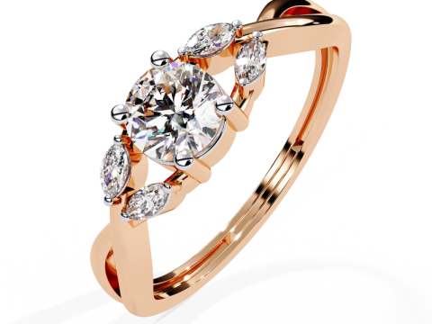 Printable 3D jewelry model of Solitaire Lady Ring with Diamond Model 3D