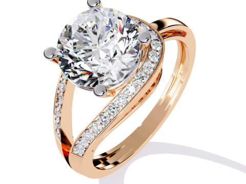Printable 3D jewelry model of Solitaire Lady Ring with Diamond 3D 模型