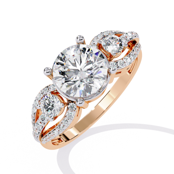 Printable 3D jewelry model of Solitaire Lady Ring with Diamond 3D Model .c4d .max .obj .3ds .fbx .stl .blend