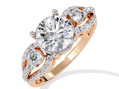 Printable 3D jewelry model of Solitaire Lady Ring with Diamond Modello 3D
