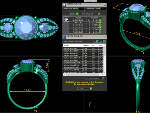 Printable 3D jewelry model of Solitaire Lady Ring with Diamond 3D Model