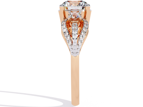 Printable 3D jewelry model of Solitaire Lady Ring with Diamond 3D Model