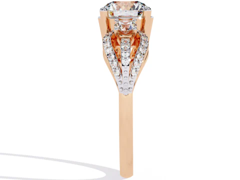 Printable 3D jewelry model of Solitaire Lady Ring with Diamond 3D Model