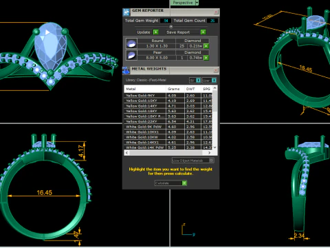 Printable 3D jewelry model of Solitaire Lady Ring with Diamond 3D Model