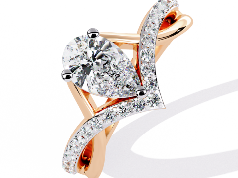 Printable 3D jewelry model of Solitaire Lady Ring with Diamond Model 3D