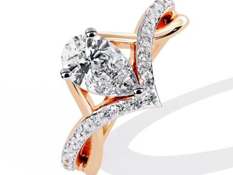Printable 3D jewelry model of Solitaire Lady Ring with Diamond 3D Model