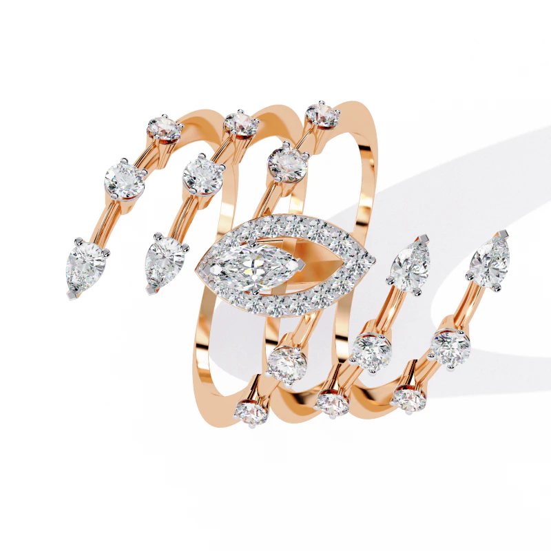 Printable 3D jewelry model of Solitaire Lady Ring with Diamond 3D Model .c4d .max .obj .3ds .fbx .stl .blend 