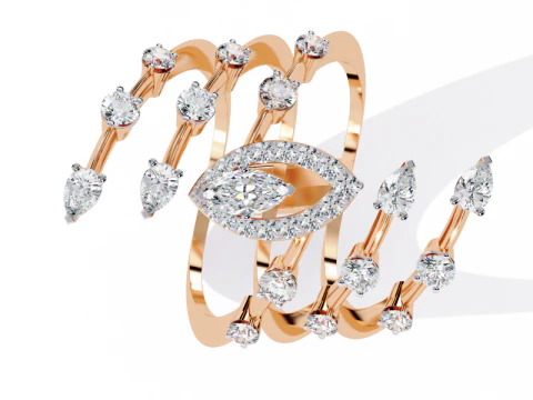 Printable 3D jewelry model of Solitaire Lady Ring with Diamond 3D Model