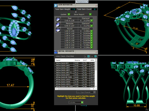 Printable 3D jewelry model of Solitaire Lady Ring with Diamond 3D Model
