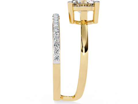 Printable 3D jewelry model of Solitaire Lady Ring with Diamond 3D मॉडल