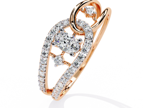 Printable 3D jewelry model of Solitaire Lady Ring with Diamond 3D Модель