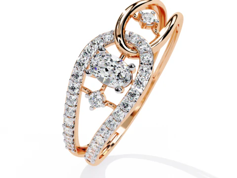 3D-модель ювелирного украшения Solitaire Lady Ring с бриллиантом для печати 3D Модель