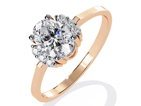 Printable 3D jewelry model of Solitaire Lady Ring with Diamond 3D Model