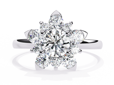 Printable 3D jewelry model of Solitaire Lady Ring with Diamond Modelo 3D