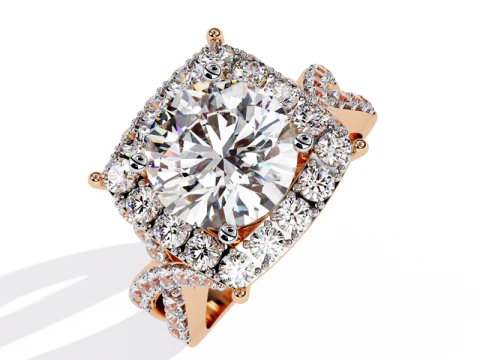 Modello di gioiello 3D stampabile di Solitaire Lady Ring con diamante Modello 3D