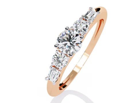 Printable 3D jewelry model of Solitaire Lady Ring with Diamond 3D Model