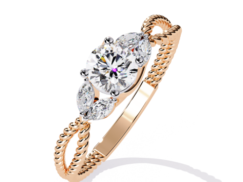 Printable 3D jewelry model of Solitaire Lady Ring with Diamond Modelo 3D