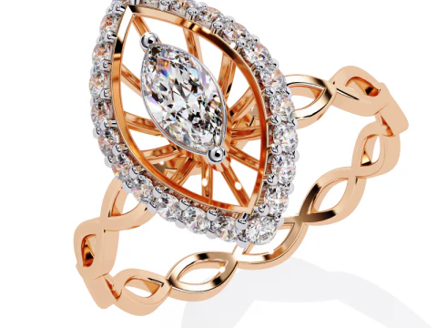 Modello di gioiello 3D stampabile di Solitaire Lady Ring con diamante Modello 3D