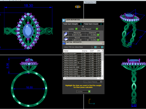 Printable 3D jewelry model of Solitaire Lady Ring with Diamond Model 3D