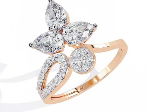 Printable 3D jewelry model of Solitaire Lady Ring with Diamond 3Dモデル
