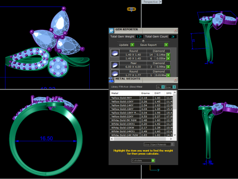 Printable 3D jewelry model of Solitaire Lady Ring with Diamond 3D Modell