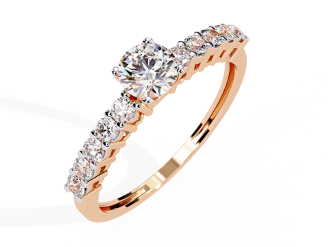 Printable 3D jewelry model of Solitaire Lady Ring with Diamond Modèle 3D