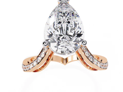 Modelo de joia 3D para impress&atilde;o de Solitaire Lady Ring com diamante Modelo 3D