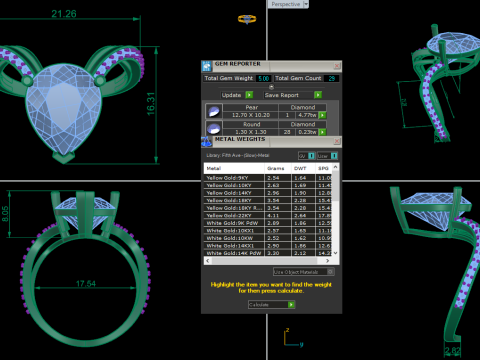 Printable 3D jewelry model of Solitaire Lady Ring with Diamond 3D Modell