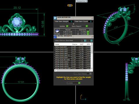 Printable 3D jewelry model of Solitaire Lady Ring with Diamond Modelo 3D