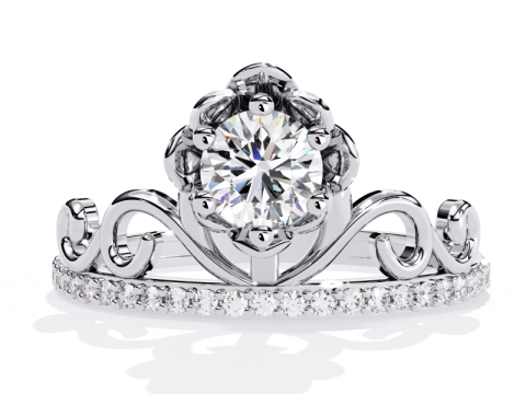 Printable 3D jewelry model of Solitaire Lady Ring with Diamond Modelo 3D